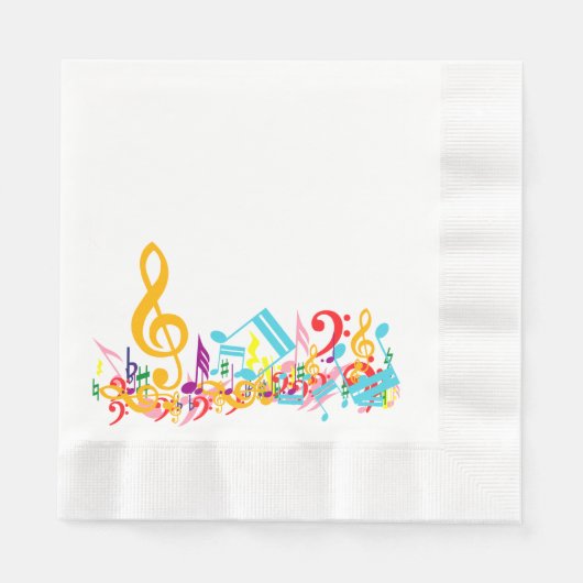 Farbenfrohe Jumbled Musical Notes Serviette (Vorderseite)