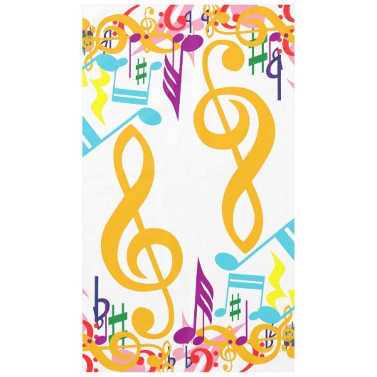Farbenfrohe Jumbled Musical Notes Tischdecke (Vorderseite)