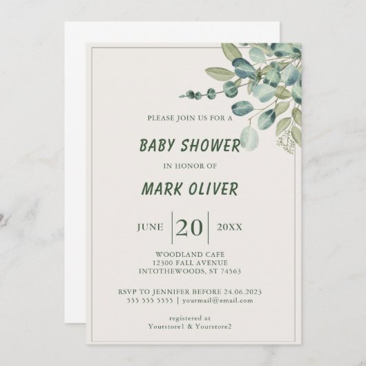 Farbenfrohe Jungle Adventure Baby Dusche Einladung (Vorne/Hinten)