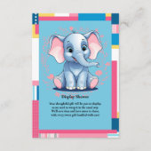 Farbenfrohe Jungle Blue Elephant Baby Dusche Begleitkarte (Vorderseite)