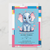 Farbenfrohe Jungle Blue Elephant Baby Dusche Einladung (Vorderseite)