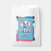 Farbenfrohe Jungle Blue Elephant Baby Dusche Geschenktütchen (Vorderseite)