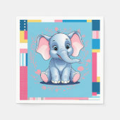 Farbenfrohe Jungle Blue Elephant Baby Dusche Serviette (Vorderseite)