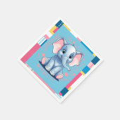 Farbenfrohe Jungle Blue Elephant Baby Dusche Serviette (Ecke)