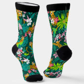 Farbenfrohe Jungle-Blume und Tiermuster Socken (Gewinkelt)