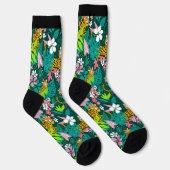 Farbenfrohe Jungle-Blume und Tiermuster Socken (Rechts)