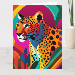 Farbenfrohe Jungle Cheetah Portrait Karte