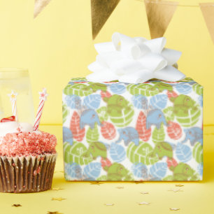 Farbenfrohe Jungle-Elefanten Geschenkpapier