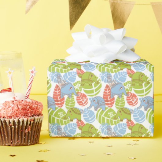 Farbenfrohe Jungle-Elefanten Geschenkpapier (Geburtstagsparty)