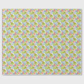 Farbenfrohe Jungle-Elefanten Geschenkpapier (Flach)
