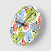 Farbenfrohe Jungle-Elefanten Runde Wanduhr (Winkel)