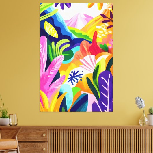 Farbenfrohe Jungle Landschaft im fauvistischen Sti Leinwanddruck (Insitu (Wohnzimmer))