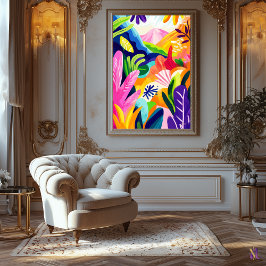 Farbenfrohe Jungle Landschaft im fauvistischen Sti Leinwanddruck