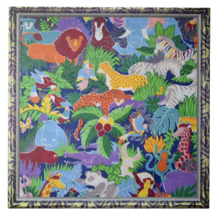 Farbenfrohe Jungle-Tiere Fliese