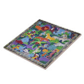 Farbenfrohe Jungle-Tiere Fliese (Seite)