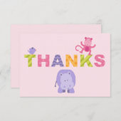 Farbenfrohe Jungle-Tiere für Baby Girl Pink Dusche Mitteilungskarte (Vorne/Hinten)