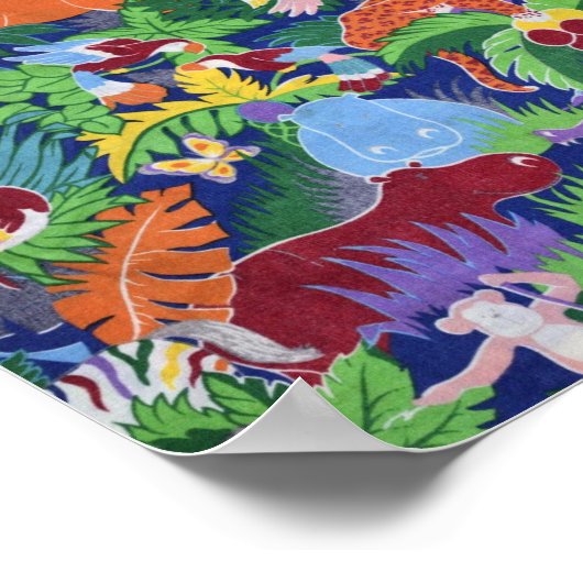 Farbenfrohe Jungle-Tiere Poster (Ecke)