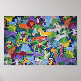 Farbenfrohe Jungle-Tiere Poster