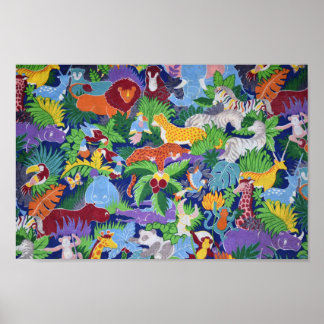 Farbenfrohe Jungle-Tiere Poster