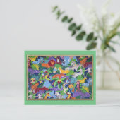 Farbenfrohe Jungle-Tiere Postkarte (Stehend Vorderseite)