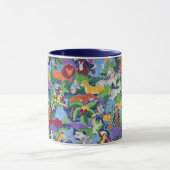 Farbenfrohe Jungle Tiere Zwei-Tone-Tasse Tasse (Zentrum)