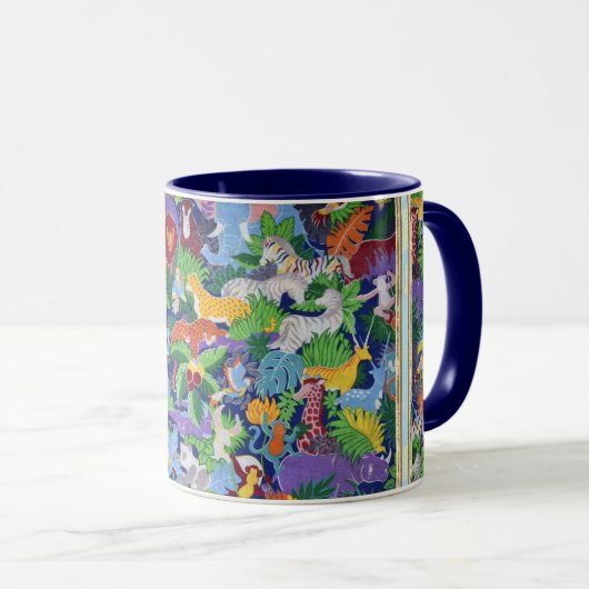 Farbenfrohe Jungle Tiere Zwei-Tone-Tasse Tasse (VorderseiteRechts)
