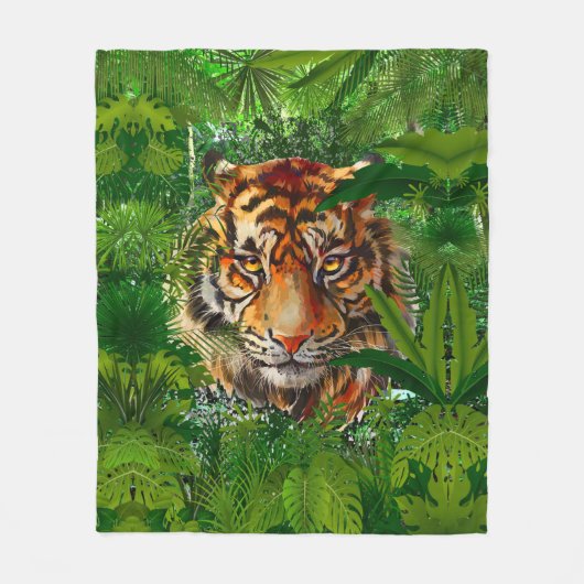Farbenfrohe Jungle Tiger - Tiger Fleece Blanken (Vorderseite)