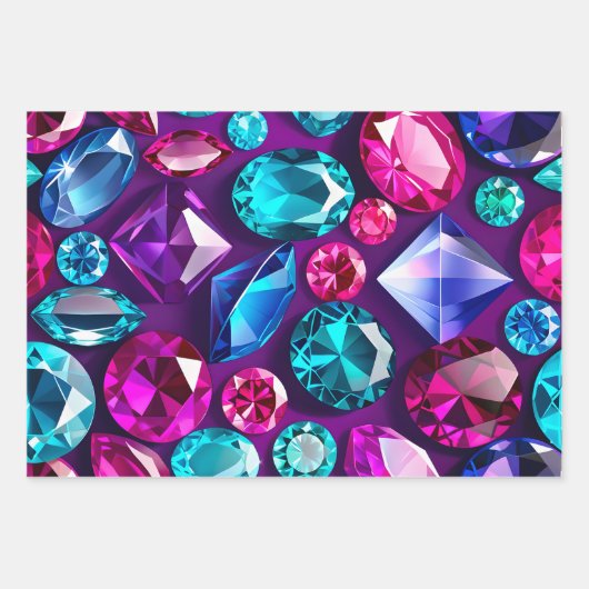 Farbenfrohe Juwel Art Wrapping Paper Sheets Geschenkpapier Set (Vorderseite)