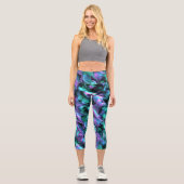 Farbenfrohe Juwel Tone Fraktal Marmorroute Mendris Capri Leggings (Vorderseite)