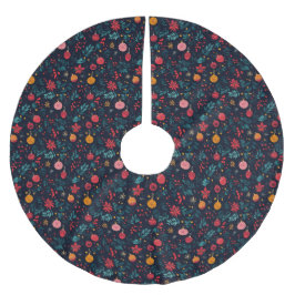 Farbenfrohe Juwel Toned Ornament und Poinsettia Polyester Weihnachtsbaumdecke