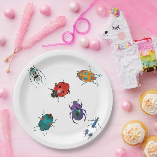 Farbenfrohe Käfer Pappteller (Party)