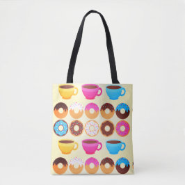 Farbenfrohe Kaffee- und Donuts-Muster Tasche