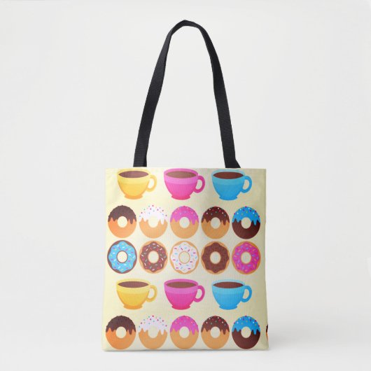 Farbenfrohe Kaffee- und Donuts-Muster Tasche (Vorderseite)