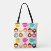 Farbenfrohe Kaffee- und Donuts-Muster Tasche (Rückseite)