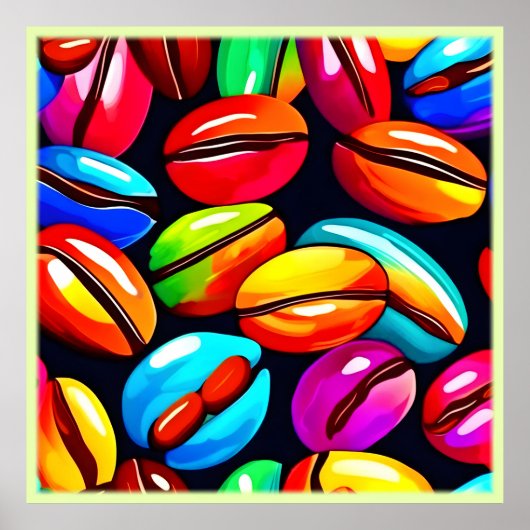 Farbenfrohe Kaffeebar Abstrakte Kunst Poster (Vorne)