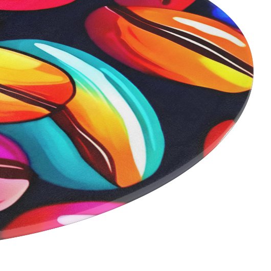 Farbenfrohe Kaffeebar Abstrakte Kunst Schneidebrett (Ecke)