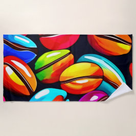 Farbenfrohe Kaffeebar Abstrakte Kunst Strandtuch