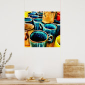 Farbenfrohe Kaffeebeutel für Kaffeeliebhaber Aquam Poster (Küche)