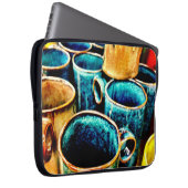 Farbenfrohe Kaffeebeutel für Kaffeeliebhaber Laptopschutzhülle (Vorne Rechts)