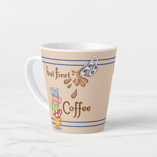 Farbenfrohe Kaffeekuchen Latte Tasse (Linke Ecke)