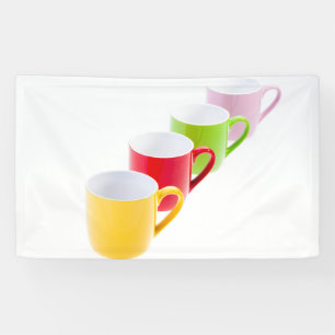 Farbenfrohe Kaffeemugs Banner