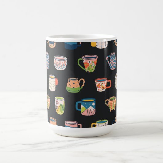 Farbenfrohe Kaffeemüschmuster Kaffeetasse (Mittel)