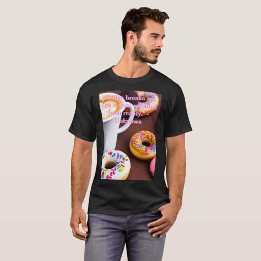 Farbenfrohe Kaffeepause T Shirt für Erwachsene (Vorne ganz)