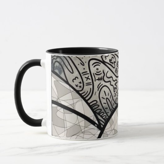 Farbenfrohe Kaffeetasse mit Doodle-Muster | Süße C (Links)