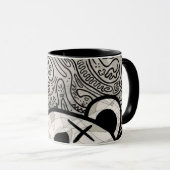 Farbenfrohe Kaffeetasse mit Doodle-Muster | Süße C (VorderseiteRechts)