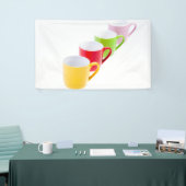 Farbenfrohe Kaffeetassen Banner (Messeveranstaltung)