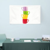 Farbenfrohe Kaffeetassen Banner (Messeveranstaltung)