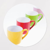 Farbenfrohe Kaffeetassen Etiketten (Design 1)