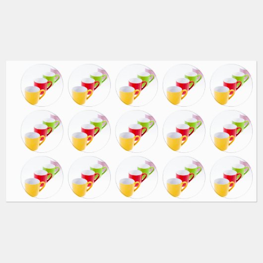 Farbenfrohe Kaffeetassen Etiketten (Blatt)