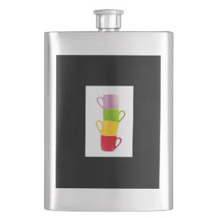 Farbenfrohe Kaffeetassen Flachmann